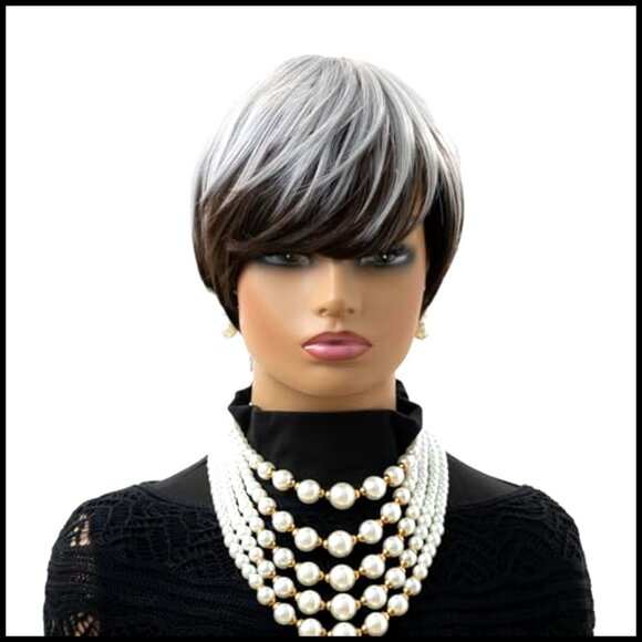 Synthetic Pixie Cut Wig with Bangs Glueless Adjustable Cap Chic Short Hairstyle main image 4